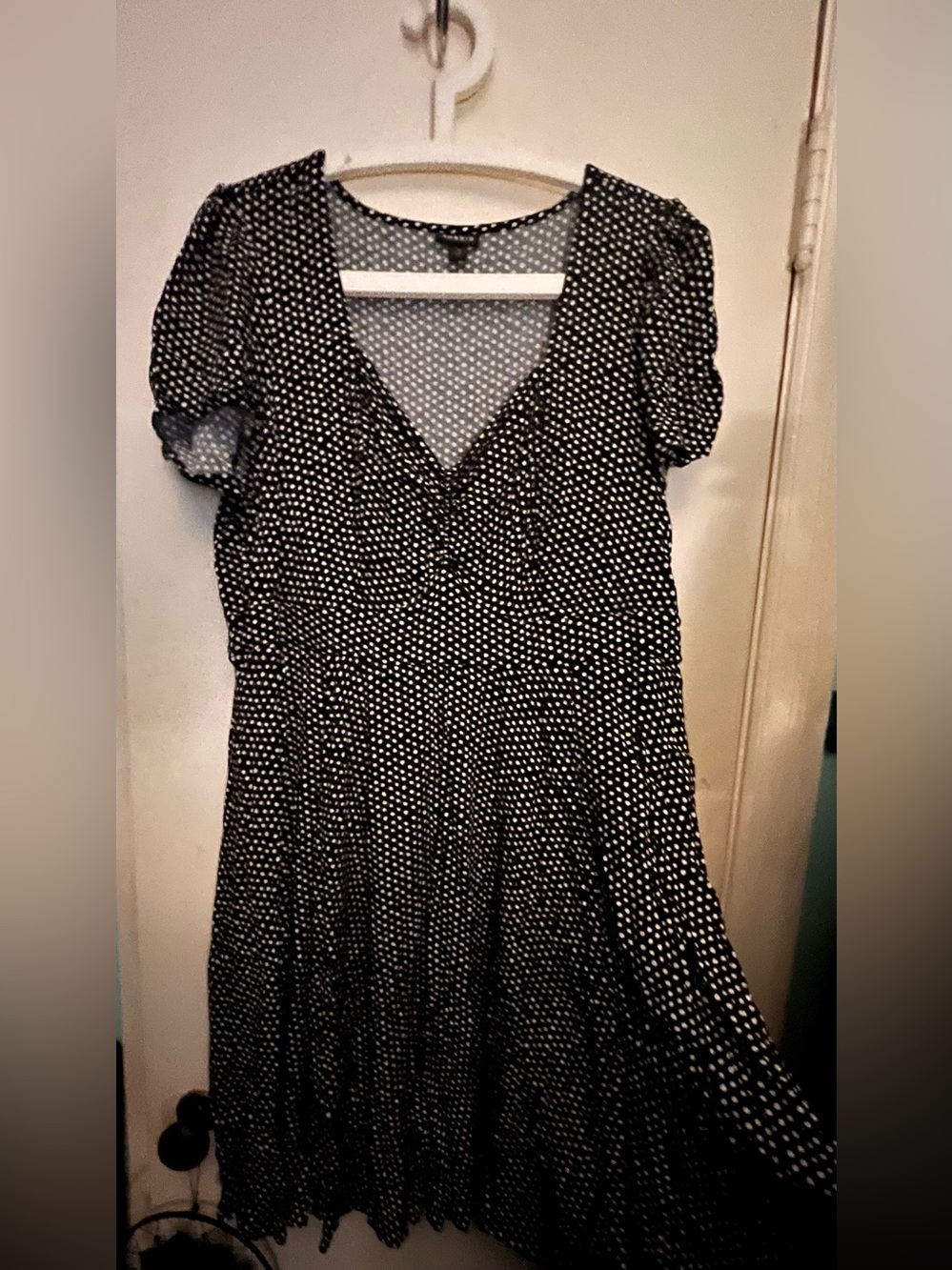 torrid Black and White Polka Dot V-Neck Dress